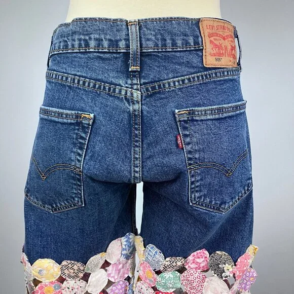 The Series New York Vintage Patchwork Quilted Pants Jeans Denim 30 Hi Rise Vtg - Picture 8 of 15